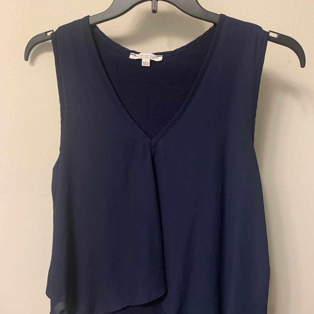 Green Envelope Blue Tank Top with Flattering Fit